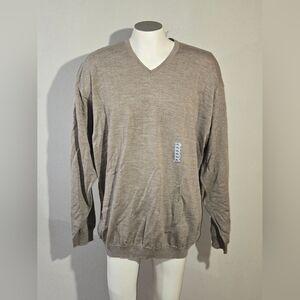 D'Avila Mens Long Sleeve V Neck Sweater Wool Blend Made In Italy Size 2XLT